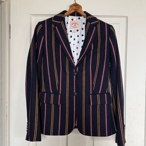 Brooks Brothers Navy Blazer with Red and Yellow Stripes